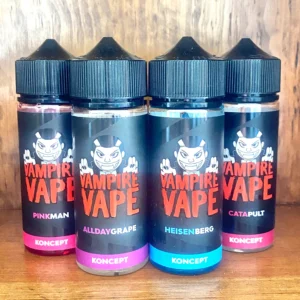 Vampire vape 100ml on wood background