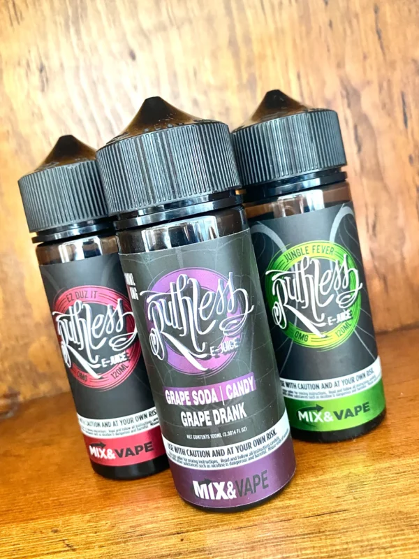 Ruthless 100ml on wood background