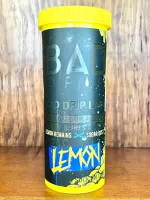 Bad drip 50ml liquid flavour dead Lemon on wood background
