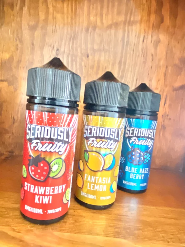 Seriously-fruity-100ml Seriously fruity 100ml on wood background