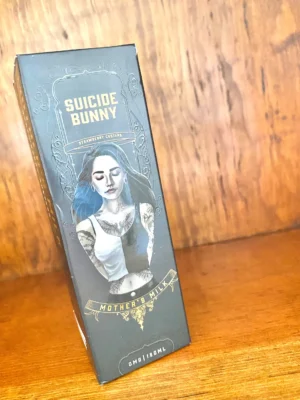 Suicide bunny 100ml mothers milk in black box on wood background