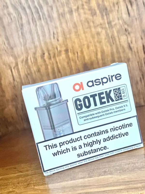 Aspire Gotek replacement pods 2ml and 4.5ml on wood background