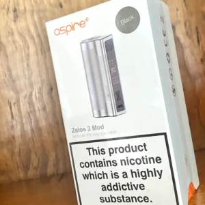 Aspire zelos 3 mod in black on wood background