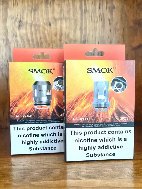 Smok v2 S2 and V2 A2 Replacement coils 3 pack on wood background
