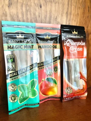 King palm real leaf rolls 2 pack on wood background